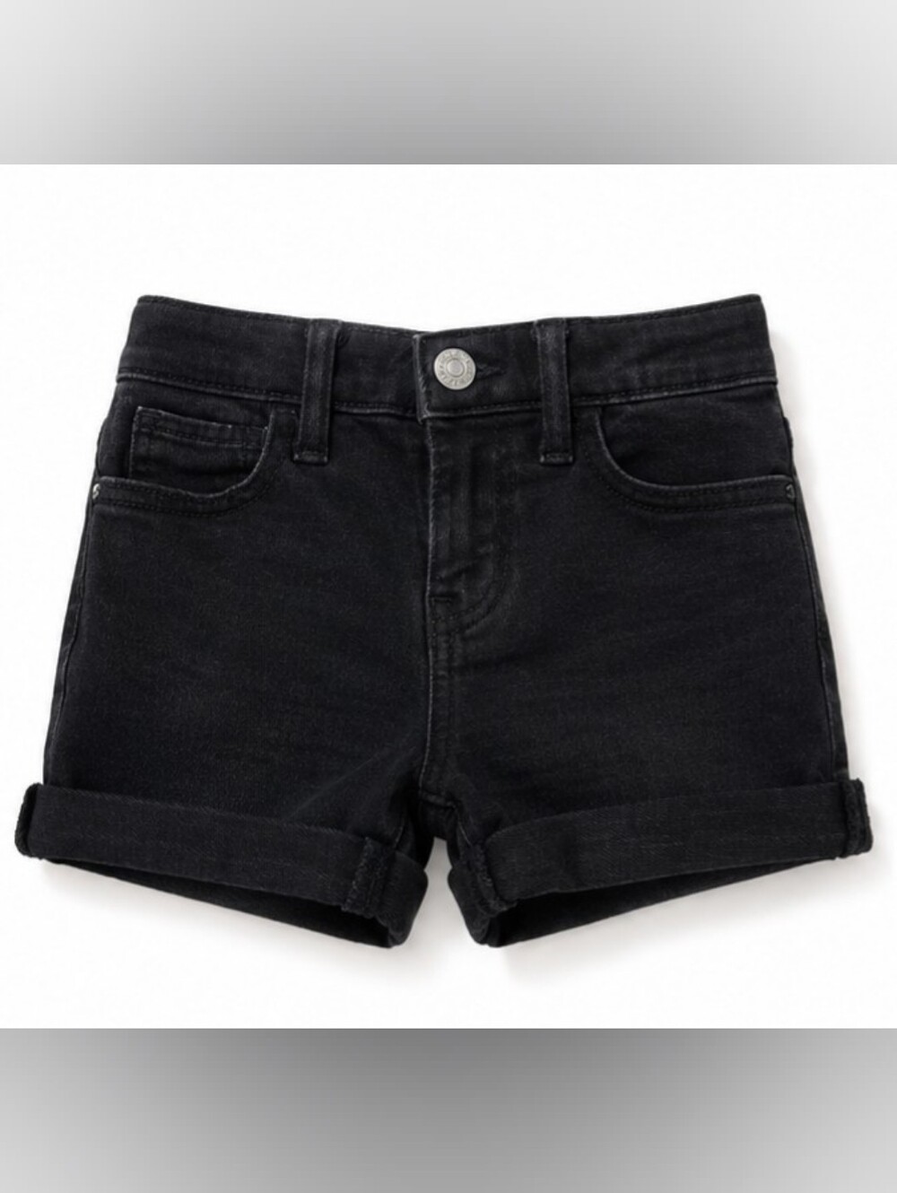 Old Navy Girls Black Rolled Cuff Denim Shorts - Size 7